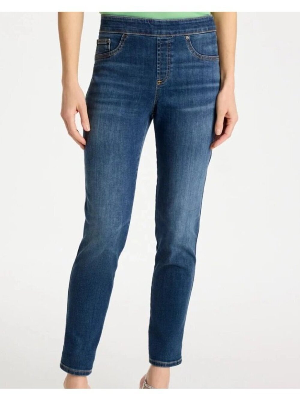 Chicos Pull-On Slim Ankle Jeggings~Size 1.5R (10R)~Santorini Indigo Blue L16 03